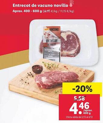 Lidl Entrecot de vacuno novillo oferta