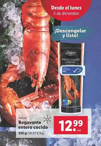 Lidl Deluxe bogavante entero cocido oferta