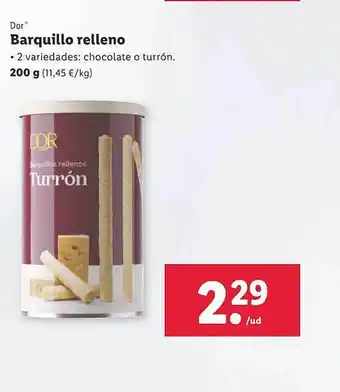 Lidl Dor barquillo relleno oferta