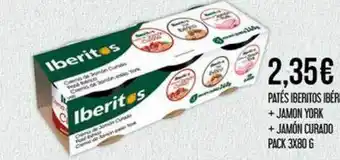 Claudio Patés iberitos ibéritos + jamon york + jamón curado pack 3 oferta