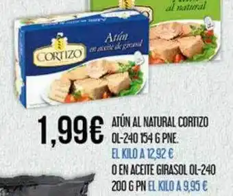 Claudio Atún al natural cortizo ol o en aceite girasol ol-240 oferta