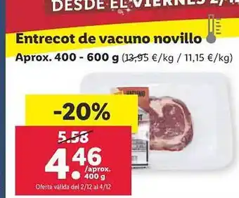 Lidl Entrecot de vacuno novillo oferta