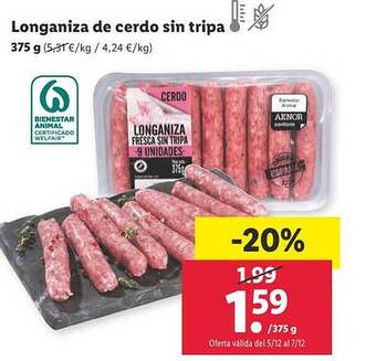 Lidl Longaniza de cerdo sin tripa oferta
