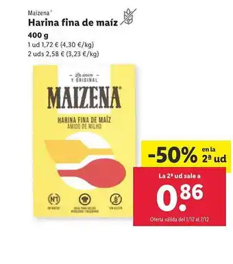 Lidl Maizena harina fina de maíz oferta