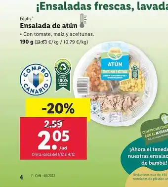 Lidl Edulis ensalada de atún oferta