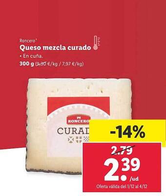 Lidl Roncero queso mezcla curado oferta