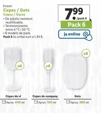 Lidl Ernesto copas vasos oferta