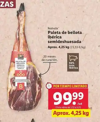 Lidl Realvalle paleta de bellota ibérica semideshuesada oferta
