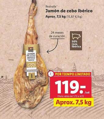 Lidl Realvalle jamón de cebo ibérico oferta
