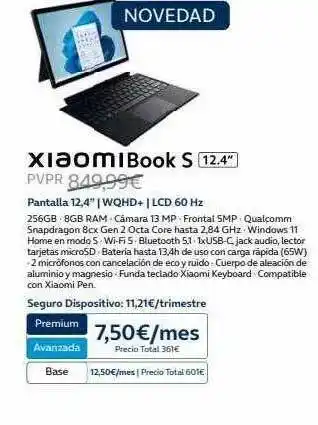 Xiaomibook s pantalla 12.4