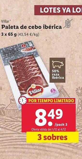 Lidl Villar paleta de cebo ibérica oferta