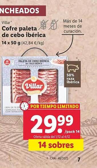 Lidl Villar cofre paleta de cebo ibérica oferta