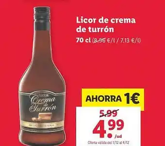 Lidl Licor de crema de turrón oferta