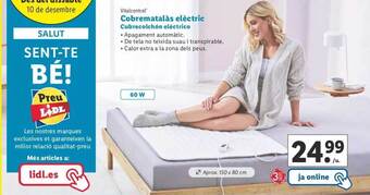 Lidl Vitalcontrol cubrecolchón eléctrico oferta