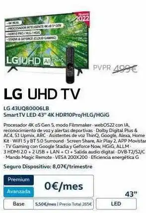 Movistar Lg uhd tv lg 43uq80006lb smart tv led 43 oferta