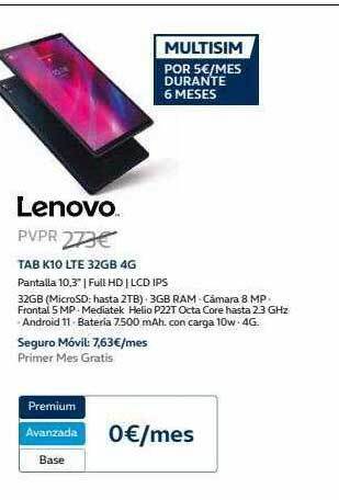 Movistar Lenovo tab k10 lte 32gb 4g oferta