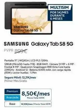 Movistar Samsung galaxy tab s8 5g oferta