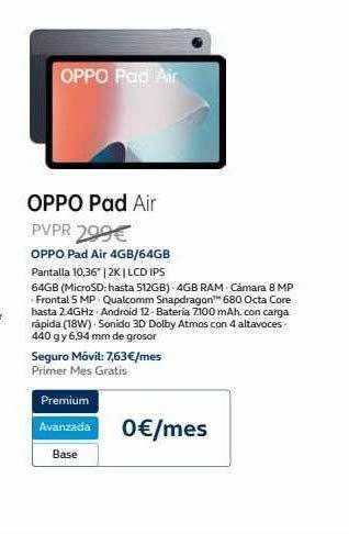 Movistar Oppo pad air 4gb 64gb oferta