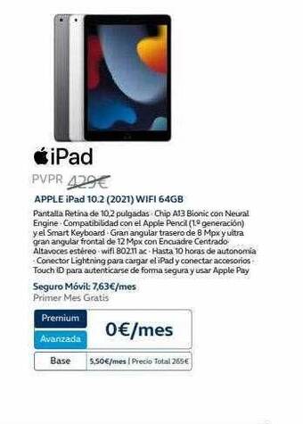Movistar Ipad apple ipad 10.2 2021 wifi 64gb oferta