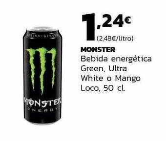 Supermercados Lupa Monster bebida energética green ultra white o mango loco oferta
