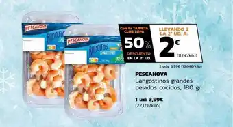 % descuento en el 2a ud pescanova langostinos grandes pelados cocidos