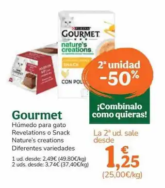 2a unidad -50% gourmet húmedo para gato revelations o snacks natur's creations