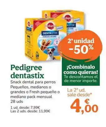 TiendAnimal 2a unidad -50% pedigree dentastix snack dental para perros oferta