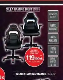 Milar Silla gaming drift dr75 osfol merginay nor 119,90€ und teclado gaming vivanco 60432 reposabrazos abates asiento bascu oferta