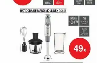 Milar Batidora de mano moulinex dd655 potencia 10 1000 w tubo mcluye set accesorios 49€ oferta