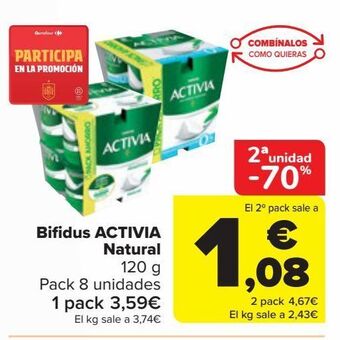 Carrefour Bífidus activia natural oferta