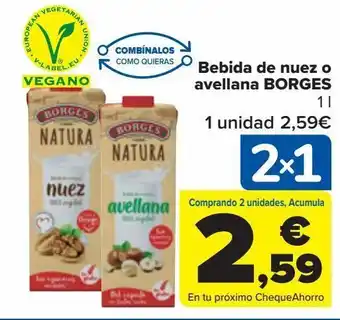 Carrefour Bebidas de nuez o avellana borges oferta