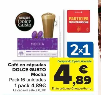 Carrefour Café en cápsulas dolce gusto mocha oferta