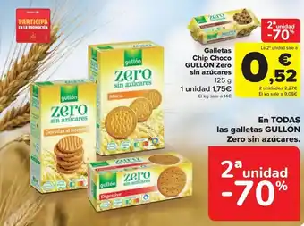 Carrefour Galletas chip choco gullón zero sin azúcares oferta