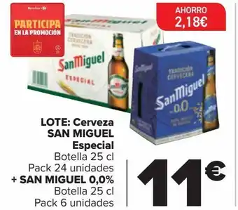 Carrefour Lote: cerveza san miguel especial + san miguel 0,0% oferta