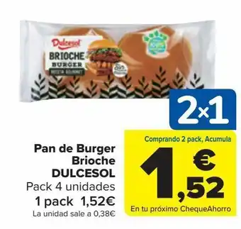 Carrefour Pan de burger brioche dulcesol oferta