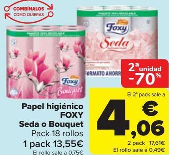 Carrefour Papel higiénico foxy seda o bouquet oferta