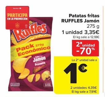 Carrefour Patatas fritas ruffles jamón oferta