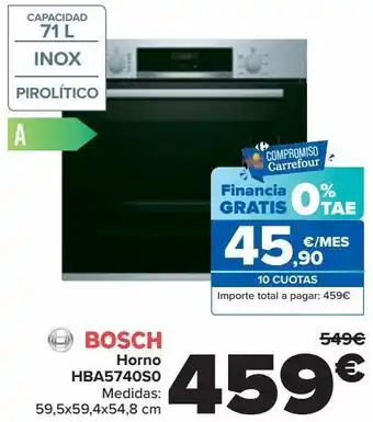 Carrefour Bosch horno hba740s0 oferta