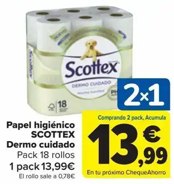 Carrefour Papel higiénico scottex dermo cuidado oferta