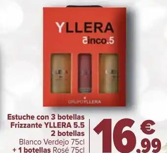 Carrefour Estuche con 3 botellas frizzante yllera 5.5 2 botellas blanco verdejo + 1 botellas rosé oferta