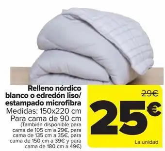 Carrefour Relleno nórdico blanco o edredón liso/ estampado microfibra oferta
