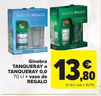 Ginebra tanqueray o tanqueray 0,0 + vaso de regalo