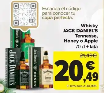Carrefour Whisky jack daniel's tennesse, honey o apple + lata oferta