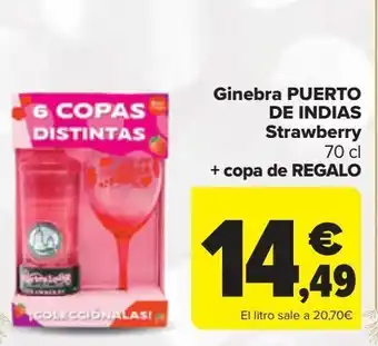 Carrefour Ginebra puerto de indias strawberry + copa de regalo oferta