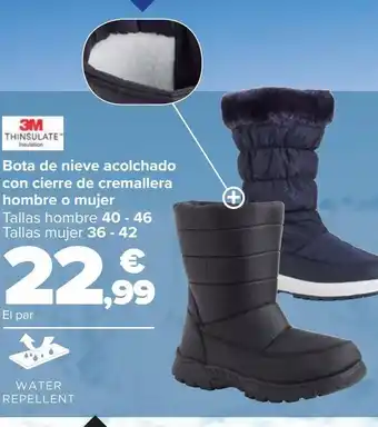 Carrefour Bota de nieve acolchado con cierre de cremallera hombre o mujer oferta