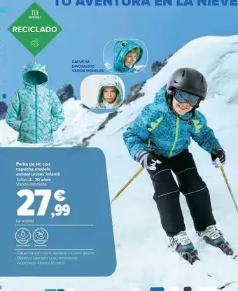 Carrefour Parka de ski con capucha modelo animal unicex infantil oferta