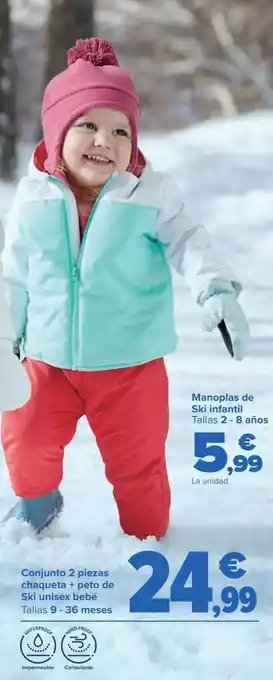 Carrefour Conjunto 2 piezas chqueta + peto de ski unisex bebé oferta