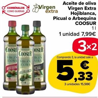 Carrefour Market Aceite de oliva virgen extra hojiblanca, picual o arbequina coosur oferta
