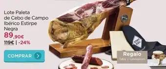 La tienda en casa Lote paleta de cebo de campo ibérico estirpe negra 89,90€ 119€ | -24% comprar > estirpe negra regalo tabla y cubrejam oferta
