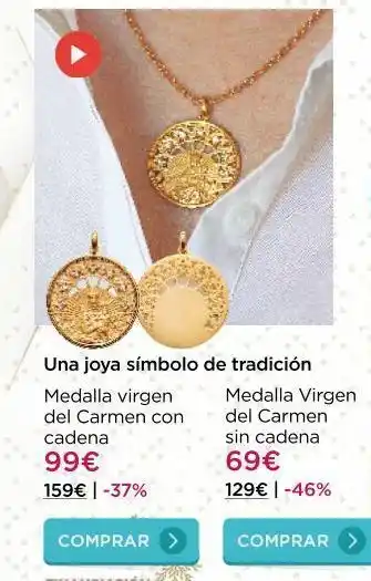 La tienda en casa Una joya símbolo de tradición medalla virgen del carmen con cadena 99€ 159€ | -37% comprar > medalla virgen del carme oferta